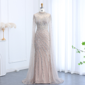 Sharon Said SS162 Abiti da Sera Musulmani di Lusso Stile Sirena <span class=keywords><strong>con</strong></span> Maniche a <span class=keywords><strong>Mantella</strong></span>, Vestiti Formali da Cerimonia per Donne - Product Image 5