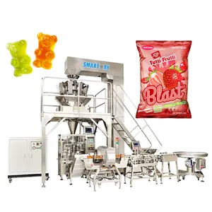SmartWeigh Digital PLC Control Auto Wigher Premade Gummy Candy Sugar Packing Machine Pillow Bag With Gusset