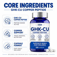 Capsules de peptides de cuivre GHK-Cu de qualité supérieure, complexe beauté pour la peau et les cheveux, complément alimentaire pour adultes, étiquette privée OEM, vente en gros mondiale
