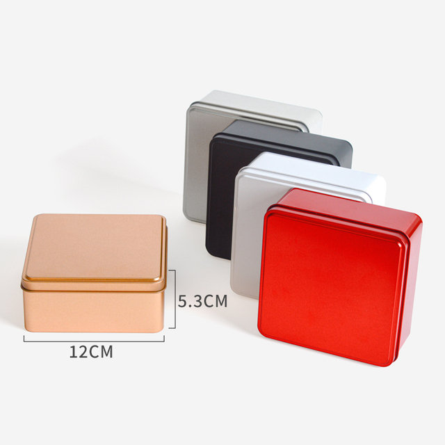Hot Selling Empty Square Tin Can Storage Box Metal Tinplate Container Box Tea Tin Card Box for Loose Tea Wedding Favors