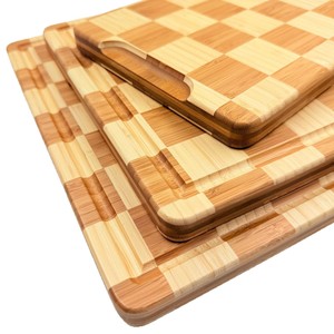 Bamboo Two Color Cutting Board <b>Set</b> 4 Piece Rectangle Kitchen Vegetable Fruit Chopping Board Household Use Dishwasher Safe - Product Image 2