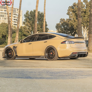 Kit carrozzeria in fibra di carbonio a secco per <span class=keywords><strong>Tesla</strong></span> modello <span class=keywords><strong>S</strong></span> 2022 2023 2024 minigonne laterali con labbro anteriore diffusore posteriore Spoiler posteriore canard cofano anteriore - Product Image 5