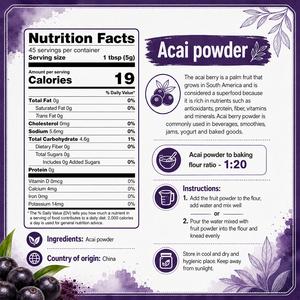 Poudre de baies d'açaï en promotion, anthocyanes, extrait de baies d'açaï, poudre de fruits du Brésil pour smoothies - Product Image 2