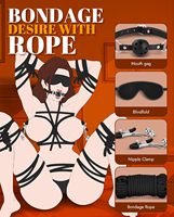 Ensemble de bondage en cuir PU pour couples adultes |   Comprend des attaches, un fouet et un bâillon pour la bouche |   Ajustement durable et confortable |   Accessoires de jeu de rôle