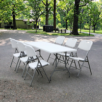 Table rectangulaire pliante en plastique HDPE PP durable et moderne en gros, légère et pliable pour mobilier d'extérieur