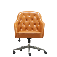 Chaise de bureau moderne de luxe en métal, chaise de travail pivotante capitonnée vintage, dossier mi-haut, durable, usage commercial pour hôtel et chambre