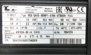 Moteur PLC MCS 12H15-SRMP1-A19N-ST5S00N-R0SU 15041374 16kW - Product Image 5