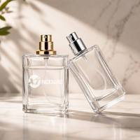 Flacon de parfum vide en verre transparent avec pompe pulvérisatrice, cylindre à sertir, 30ml, 50ml, 100ml, logo de luxe estampé or, personnalisable, marque Tuosai