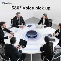 Système de Conférence Audio Sans Fil Omnidirectionnel avec Microphone, Vidéo Réseau, Batterie 5200mAh, Fonction Double Conversation, Prise en Charge de 2 Appareils 18