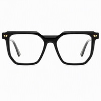 Montures optiques rectangulaires en acétate avec rivets diamantés, lunettes de vue à dessus plat pour femmes et hommes