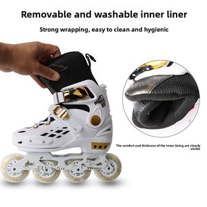 Ensemble complet de patins à roulettes pour adultes, enfants, débutants et professionnels, tissus en microfibre, modèle Terminator-Ice, patins en ligne - Product Image 5