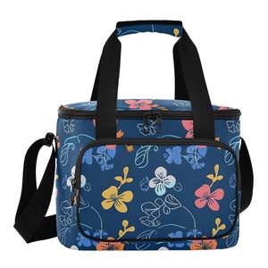 Hot Sale Custom Hibiscus Hawaiian Print Large Capacity <b>Waterproof</b> Nylon Fabric Insulated Cooler Bags Thermal Lunch <b>Box</b> for Adult - Product Image 1