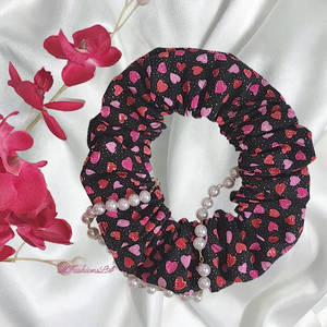 Lazos para el pelo grandes de algodón rosa y Rojo Scrunchies regalo del Día de San Valentín para ella - Product Image 3