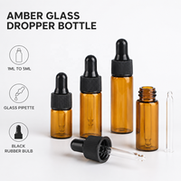 Botol Tetes Kaca Amber 1ml 2ml 3ml 4ml 5ml Botol Sampel Serum Minyak Esensial Mini