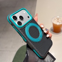 Étui de téléphone portable magnétique rotatif à 360 degrés, perforé, dissipateur de chaleur, en matériau PC, compatible avec les modèles 17/18, avec blocs de couleur