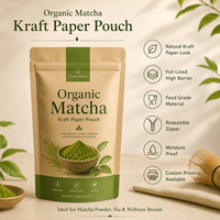 Sachet Doypack Anti-humidité avec Technologie de Verrouillage d'Arôme et Impression Héliogravure, Empêche l'Agglomération et Prévient la Perte de Saveur Naturelle du Matcha