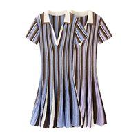 PB&ZA Vente en gros Robe rayée à col polo à manches courtes pour femmes, style européen et américain, nouvelles arrivées été 8779141