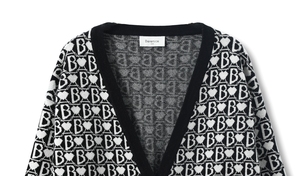 2024 Custom OEM&amp; ODM <strong>Ladies</strong> Luxury <strong>Black</strong> &amp;White Plaid Autumn Winter Stipe Knitted V Neck Long Sleeve <strong>Cardigan</strong> <strong>With</strong> Button - Product Image 3