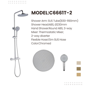 Ensemble <span class=keywords><strong>de</strong></span> système <span class=keywords><strong>de</strong></span> <span class=keywords><strong>douche</strong></span> pluie à hauteur réglable monté exposé <span class=keywords><strong>de</strong></span> luxe <span class=keywords><strong>colonne</strong></span> <span class=keywords><strong>de</strong></span> <span class=keywords><strong>douche</strong></span> <span class=keywords><strong>thermostatique</strong></span> en acier inoxydable - Product Image 1