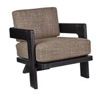 Fauteuil lounge en bois de forme géométrique moderne avec coussin en mousse épaisse et tissu tressé pour la maison, le hall d'hôtel et le coin lecture