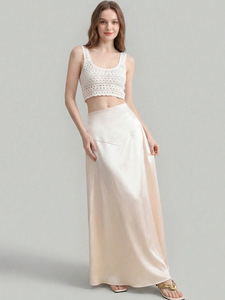 Falda satinada de estilo europeo y americano, otoño 2026, falda larga recta y holgada, ropa de mujer - Product Image 4