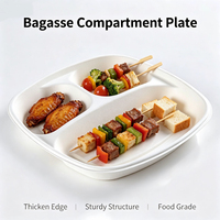 Assiettes jetables en bagasse 100 % biodégradables et sans BPA - 9 pouces - 3 assiettes compostables pour un service alimentaire écologique
