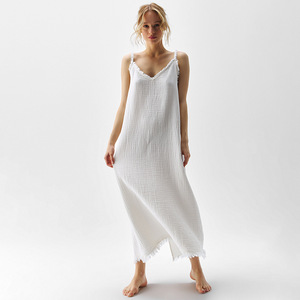 white christmas dresses Vintage Puff Sleeves Cotton Night Gown Dress L I Retro Fairy main image 0