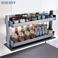 ROEASY Kitchen Pull Down Basket Lift Cabinet Organizer Spice Rack Tempero Elevador Armazenamento Basket Prateleira para Wall Cabinet