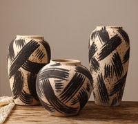 Ensemble de vases en céramique peints à la main RYLAVA, vases en poterie texturée rustique pour la décoration de la maison, arrangement de fleurs séchées