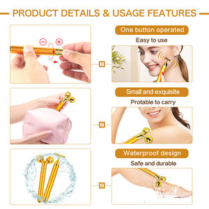 Rouleau de pierres précieuses pour <span class=keywords><strong>le</strong></span> visage, raffermissant, Anti-âge, amincissant, boule de beauté, rouleau de Vibration, masseur <span class=keywords><strong>d</strong></span>'énergie, or 24K, barre de beauté T - Product Image 4