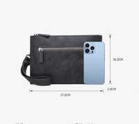 Tas Selempang Kulit PU Pria, Penutup Ritsleting, Tahan Air, Portabel, Dompet Ponsel Bisnis, Kantong Ketiak Tanpa Logo
