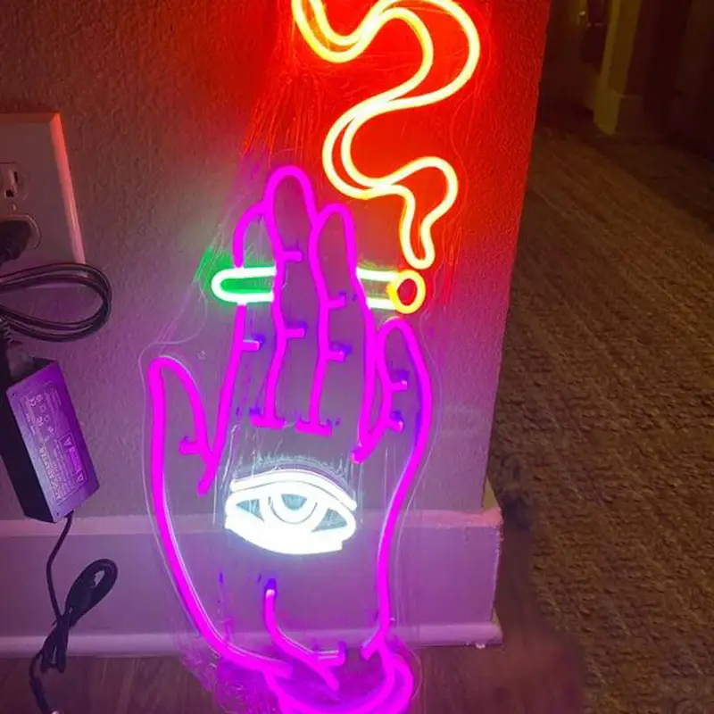 Neon Light Cigarette Smoking Hand Neon Sign Joint Led Sign With Eye Neon Sign Bedroom Wall Decor