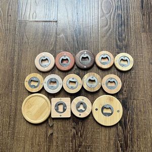 Abridor de Botellas de Cerveza Redondo de Madera al por Mayor, Imán para Refrigerador, para Regalo de Boda - Product Image 3
