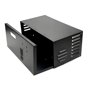Black Steel Cutout Enclosure Machined Metal Housing Rectangular <b>Machine</b> Cover Custom CNC <b>Machine</b> Service - Product Image 5