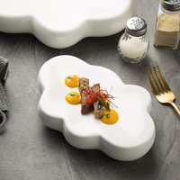 Assiette en céramique écologique faite à la main en forme de nuage créatif, vaisselle moderne irrégulière, plat de service mignon pour aliments