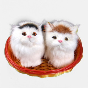 Jouet en fourrure synthétique personnalisé, modèle de chat en peluche miaou miaou, figurine d'action de chat, animal de simulation, chaton - Product Image 2