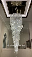 Argent pendaison d'escalier en spirale éclairage hall escalier d'entrée long lustre lampe en cristal