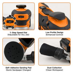 <span class=keywords><strong>Lijadora</strong></span> Orbital Aleatoria Sin Escobillas <span class=keywords><strong>de</strong></span> 18V, <span class=keywords><strong>Lijadora</strong></span> Orbital a Batería <span class=keywords><strong>de</strong></span> 18V con Velocidad Variable, Sin Escobillas - Product Image 2
