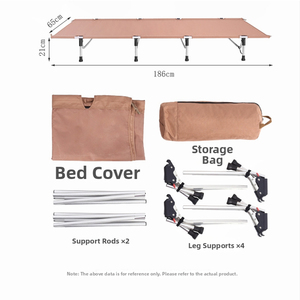 E-RIKE Lettino Pieghevole da Campeggio in Alluminio, Telaio in Lega di Alluminio 600D Oxford, Capacità 150KG, <span class=keywords><strong>Letto</strong></span> Pieghevole Resistente - Product Image 2