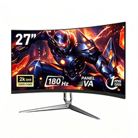 Moniteur d'ordinateur incurvé 27 pouces 2K QHD 180 Hz Noir Sans Cadre pour PC PS4 Gaming