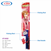 Kit de pêche pour enfants rose avec canne et moulinet en fibre de verre, action légère à moyenne, petits accessoires de pêche