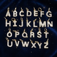 Pendentif tendance en lettre initiale plaqué or avec zircon cubique, collier alphabet, accessoire de bijouterie pour femmes et filles, DIY