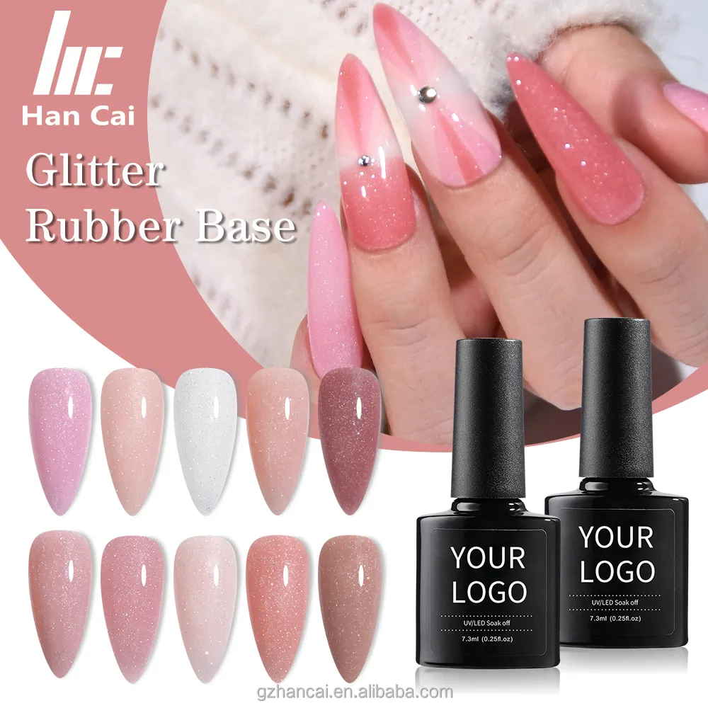 VALENDO Private Label Uv Gel Nail Polish Set Nude Pink Color Flash Glitter Rubber Base Gel