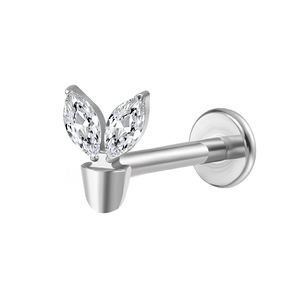 18 مقياس G23 التيتانيوم مطلي بالذهب PVD خيط داخلي Labret أحجار الزيركونيا ثقب المجوهرات ديث ترانجوس للمرأة الرجل - Product Image 1