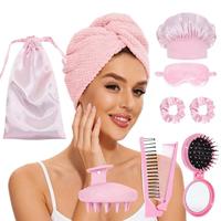 Kit Complet de Coiffure pour Femme : Bigoudis Sans Chaleur, Bonnet de Nuit en Satin, Masque pour les Yeux et Accessoires de Soin Personnel Multi-Pièces