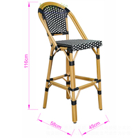 Chaise haute de bistrot moderne empilable en métal et aluminium avec cadre en rotin PE, résistante aux intempéries, légère, pour extérieur, chambre et parc - Happy Life