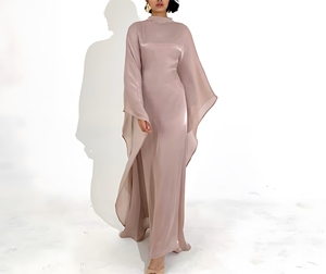 Flash Sale Women <strong>Modest</strong> <strong>Clothes</strong> Full Arab Clothing Woven Yellow Dress Women - Product Image 2