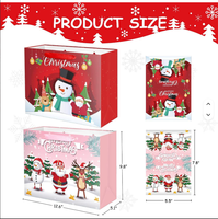 Sacs cadeaux en papier kraft de Noël avec poignées en ruban et cartes de vœux assorties pour l'emballage de cadeaux de Noël