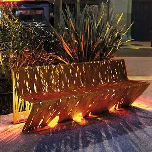 Customized Weathering Steel Bench Decorative Corten Furniture Rusted Steel Garden Chair