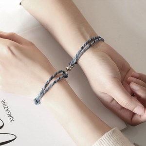 Couple Bracelets Sun Moon Pattern Woven Cord Tibetan Silver Jewelry Gift For Lovers Summer Style - Product Image 4